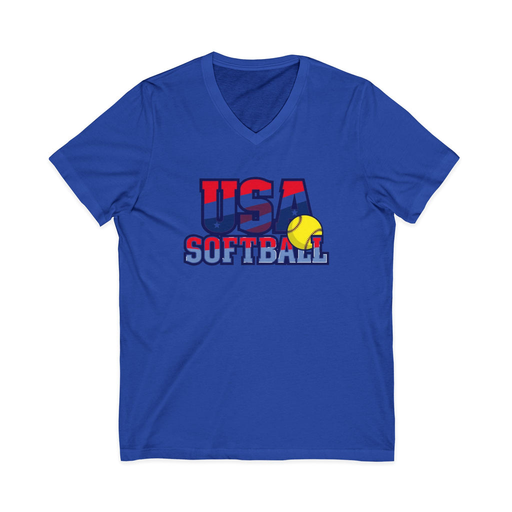USA Softball V-Neck Tee for Sports Fans