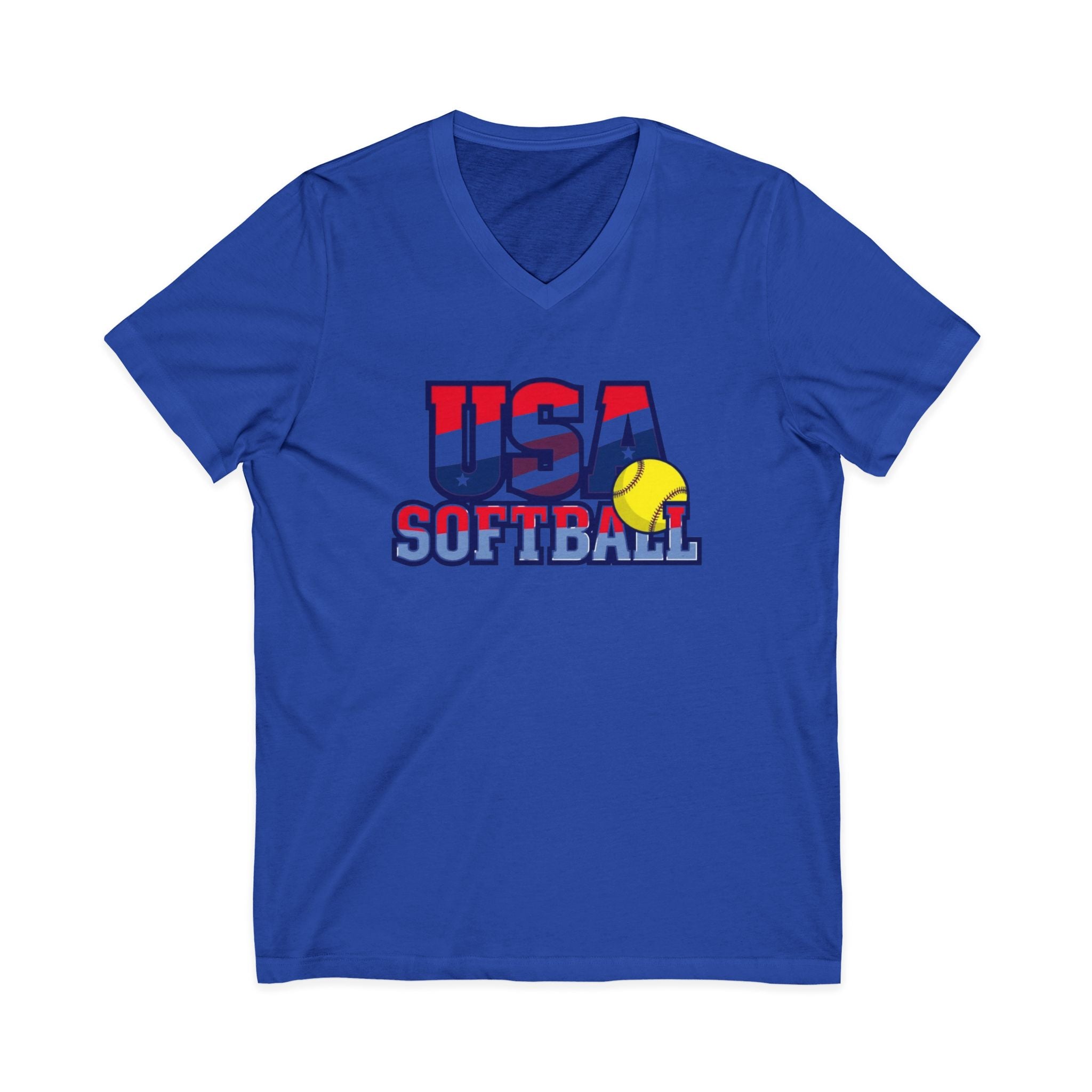 USA Softball V-Neck Tee for Sports Fans