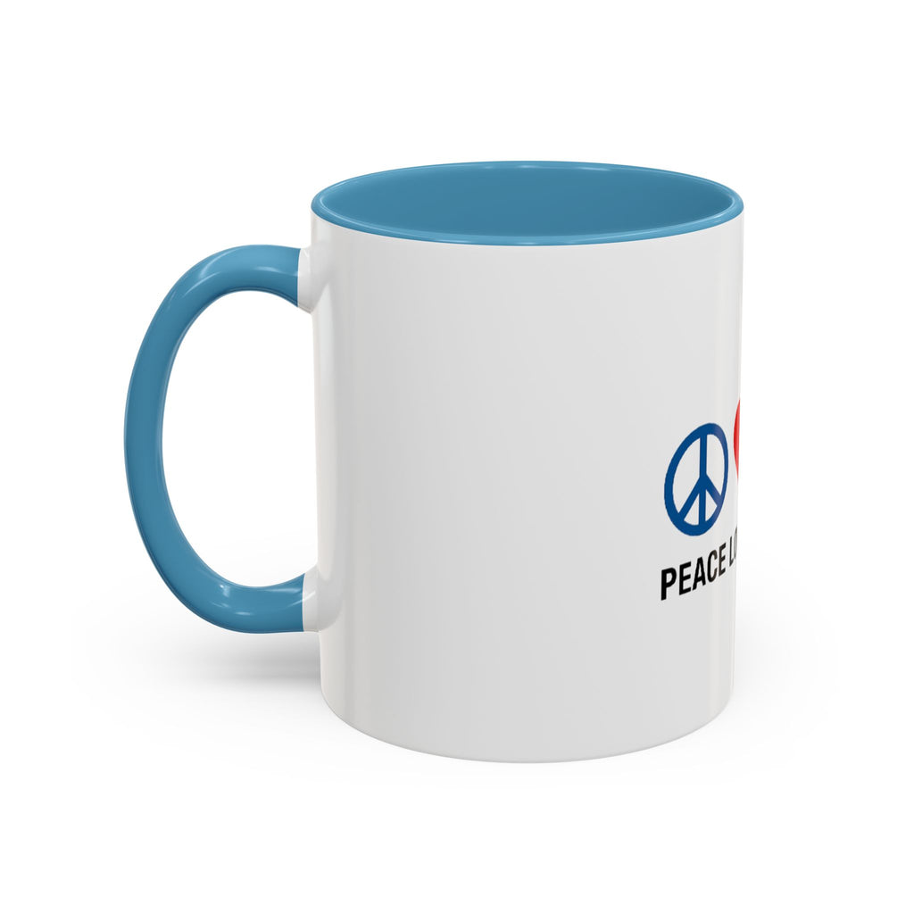 Peace Love & Kayaking Accent Coffee Mug — Kayaker Gift, 11/15oz