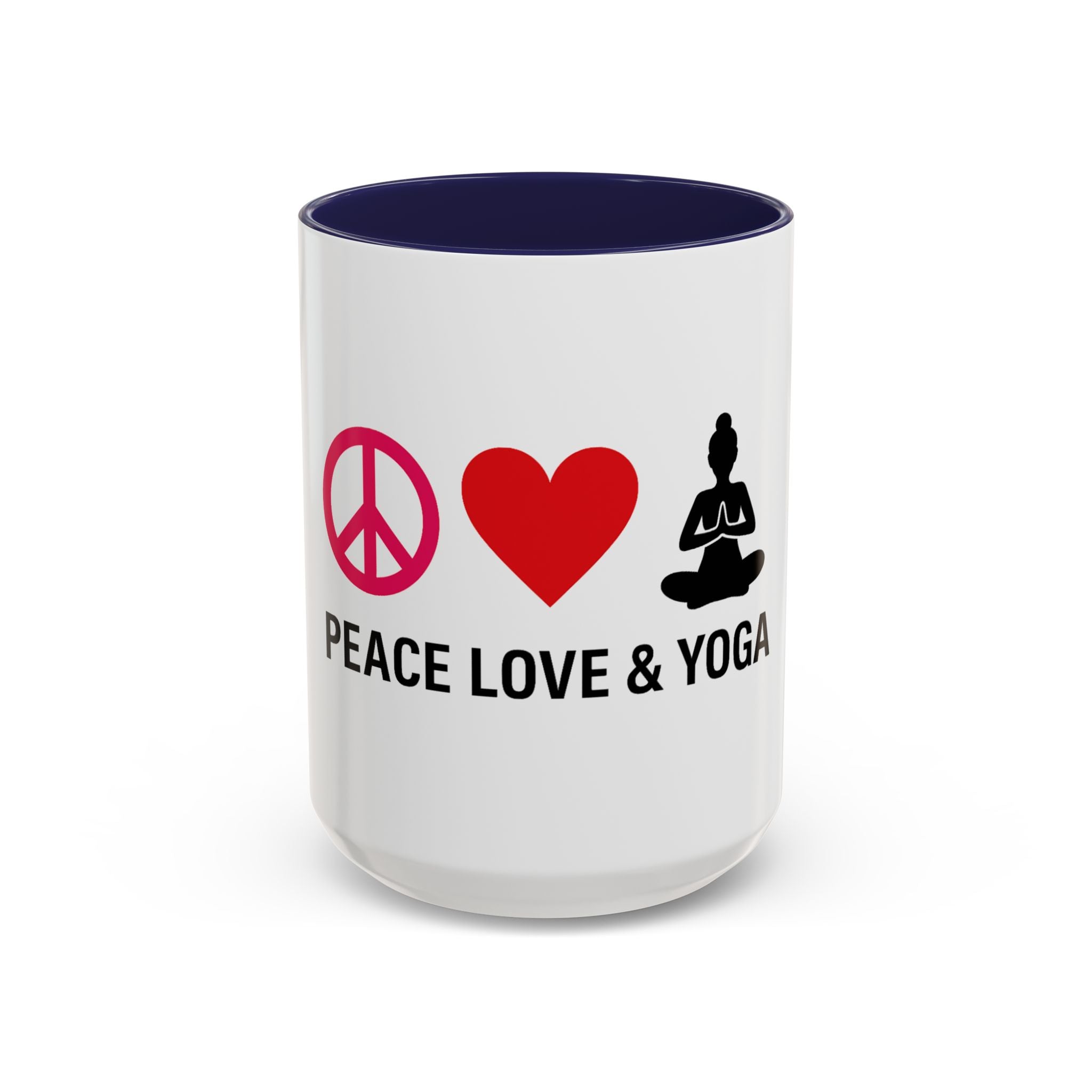 Peace Love & Yoga Accent Coffee Mug