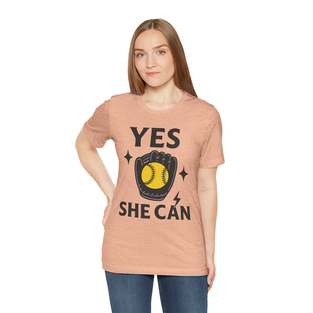 Yes, She Can Softball Unisex Tee