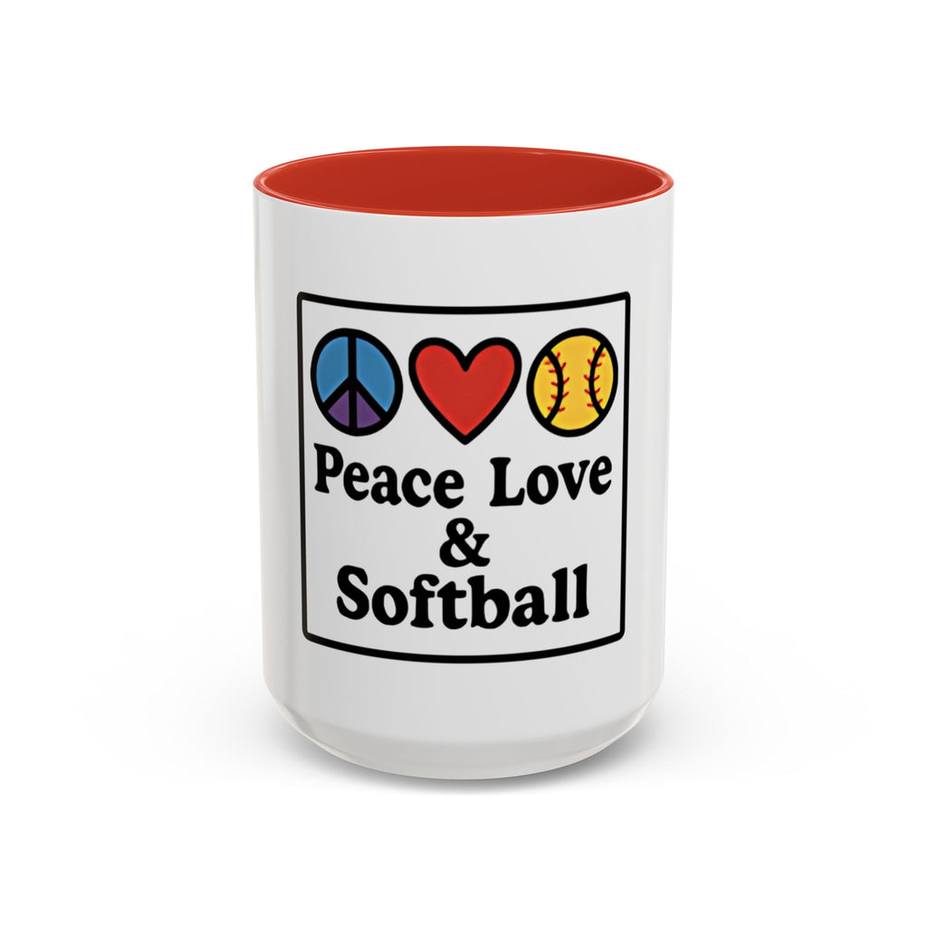 Peace Love Softball Coffee Mug, Sporty Mug for Softball Fans