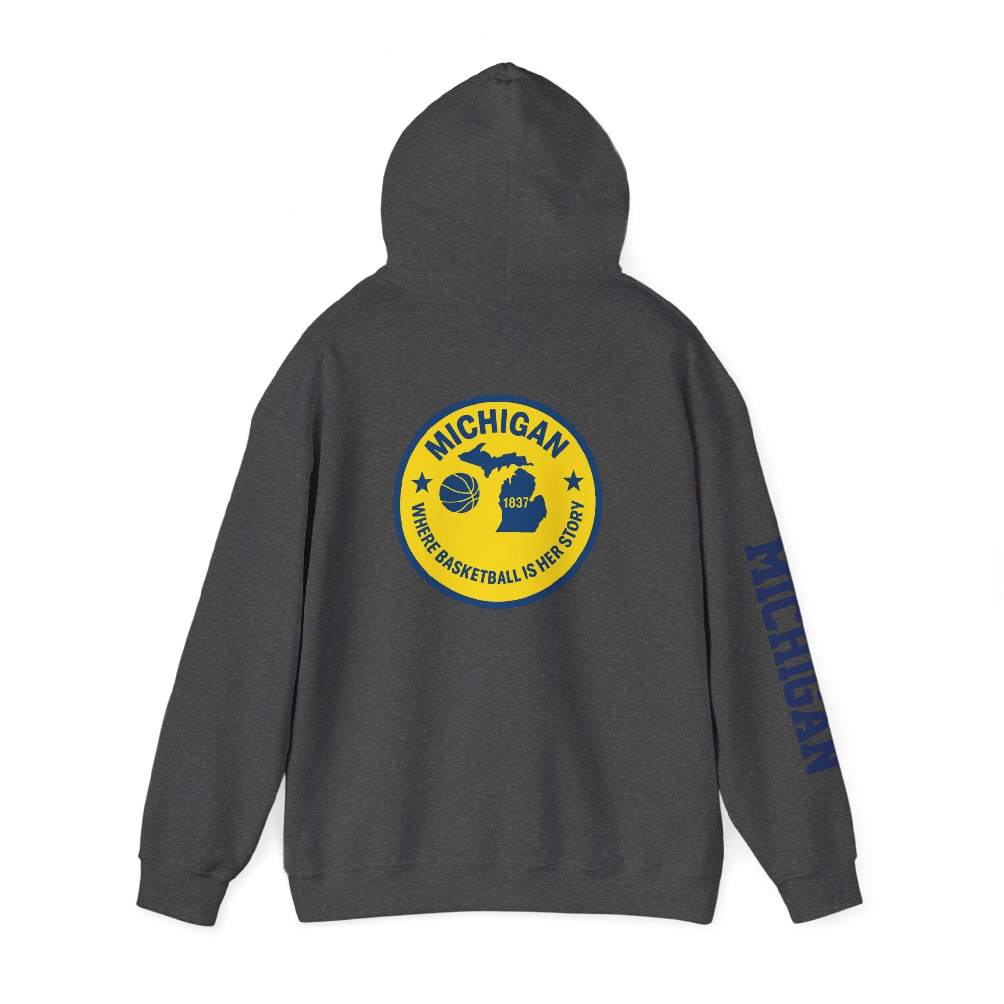 Michigan Basketball Hoodie - Home Is Where Basketball Is (Yellow/Navy)