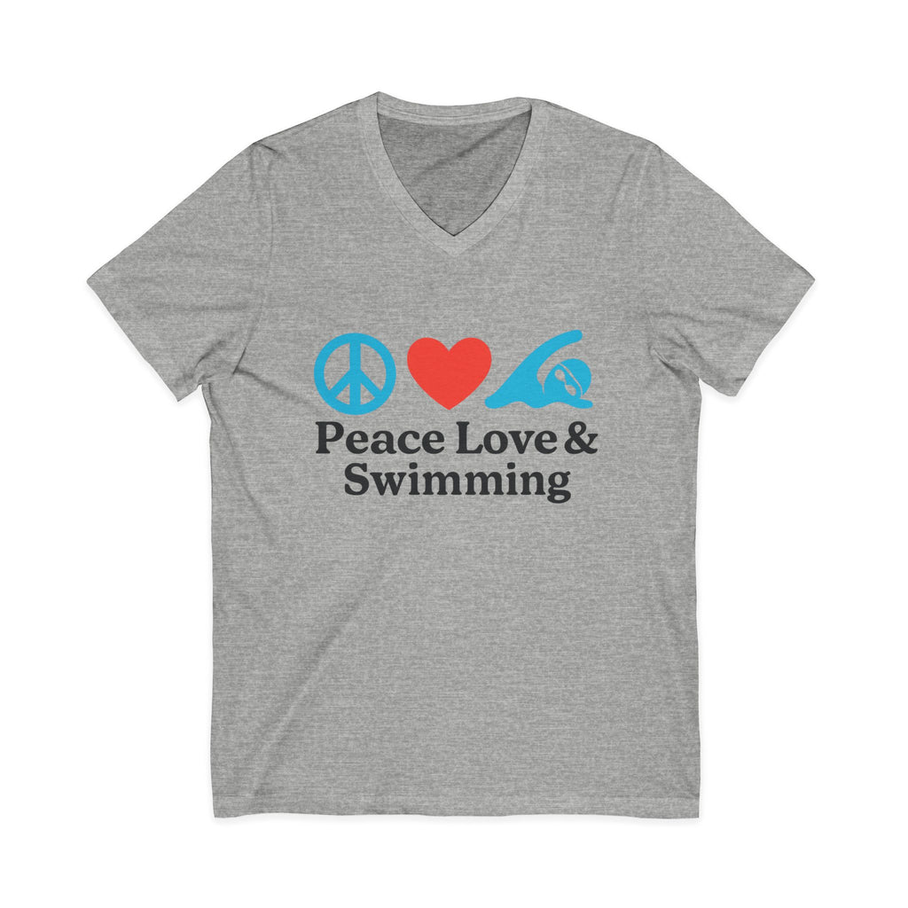 Peace Love & Swimming V-Neck Tee