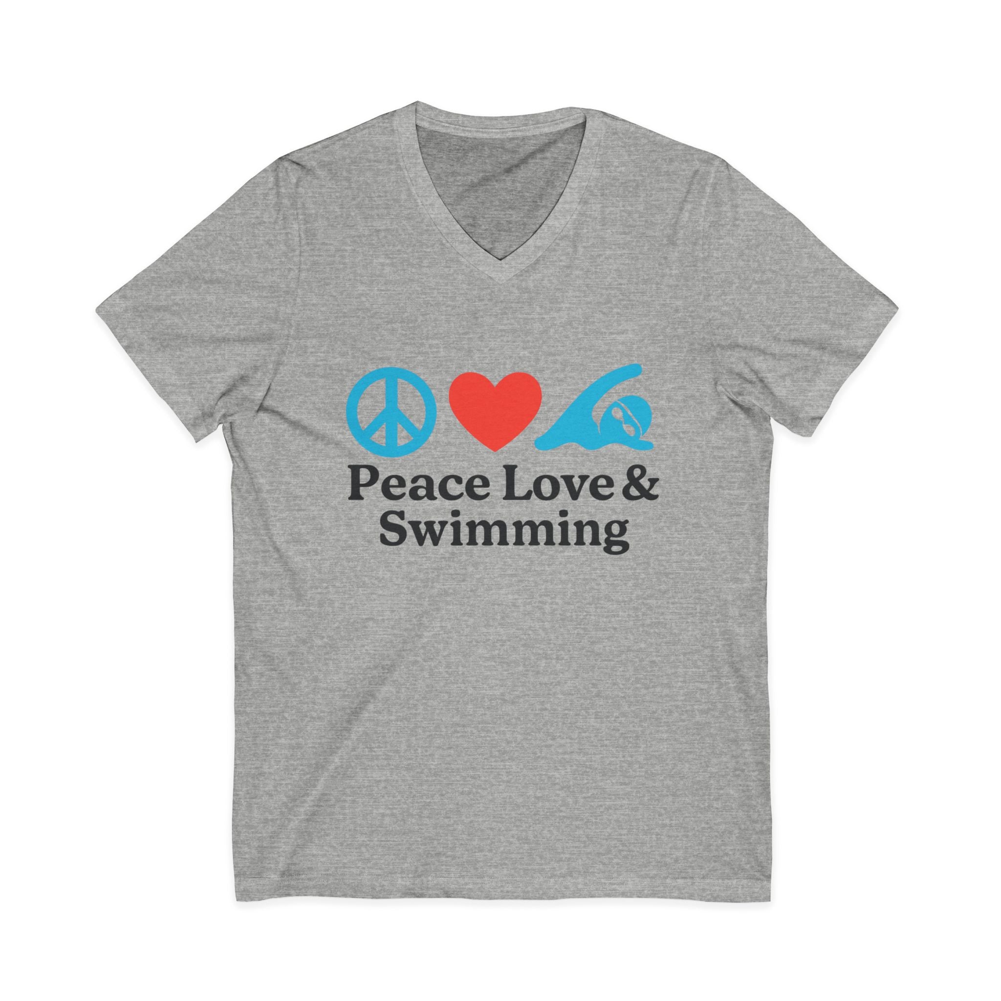 Peace Love & Swimming V-Neck Tee