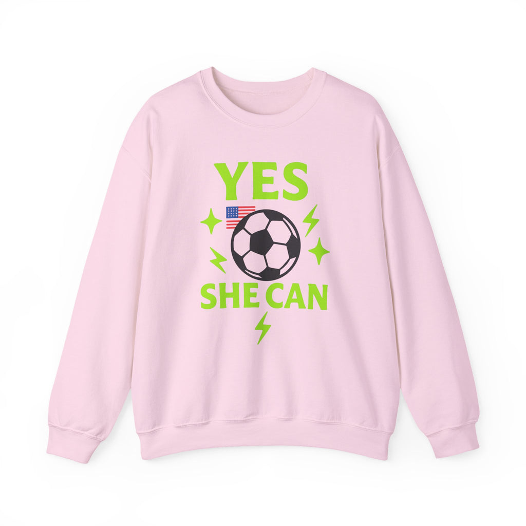 Yes, She Can Soccer Sweatshirt, Unisex Crewneck