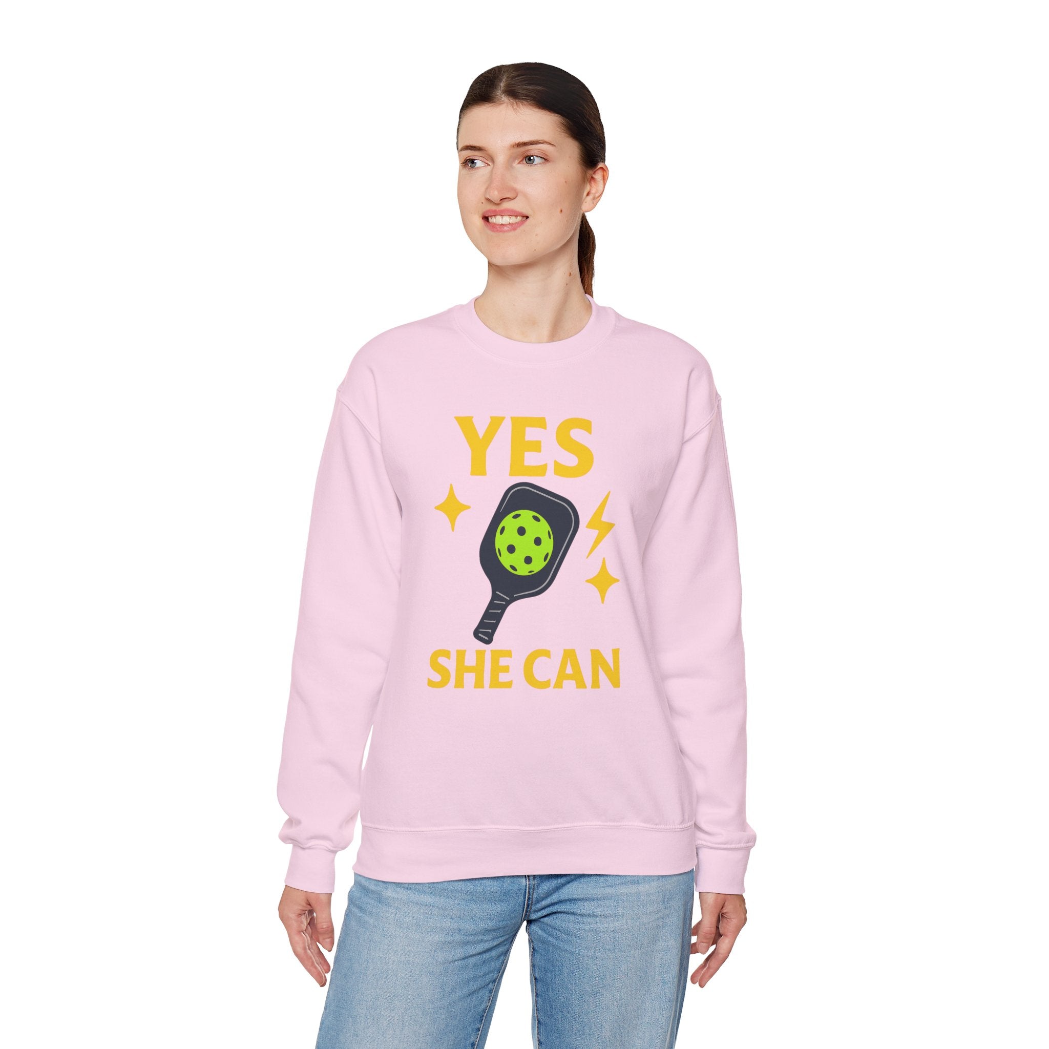 Yes, She Can Pickleball Sweatshirt, Unisex Crewneck
