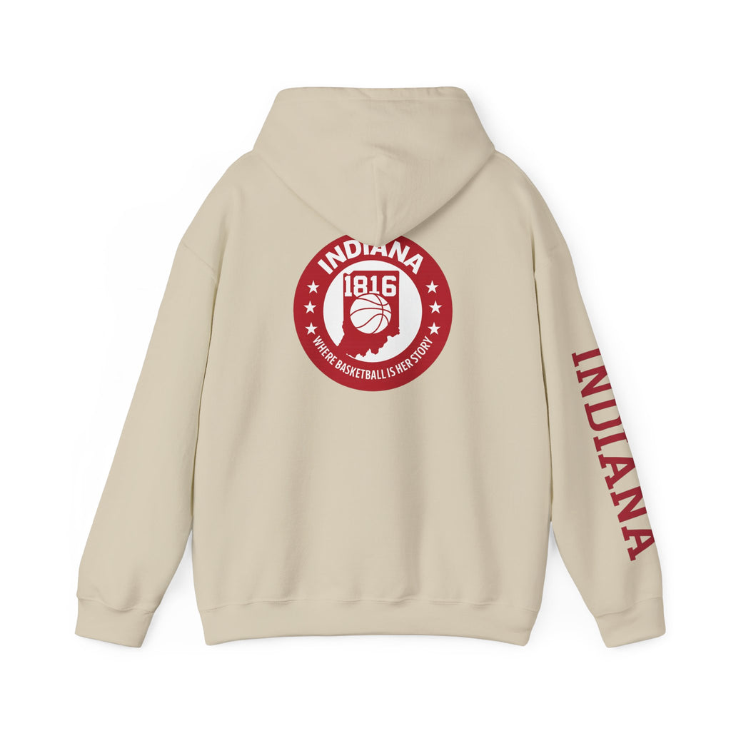 Indiana Basketball Hoodie — 1816 Retro State Emblem Sweatshirt