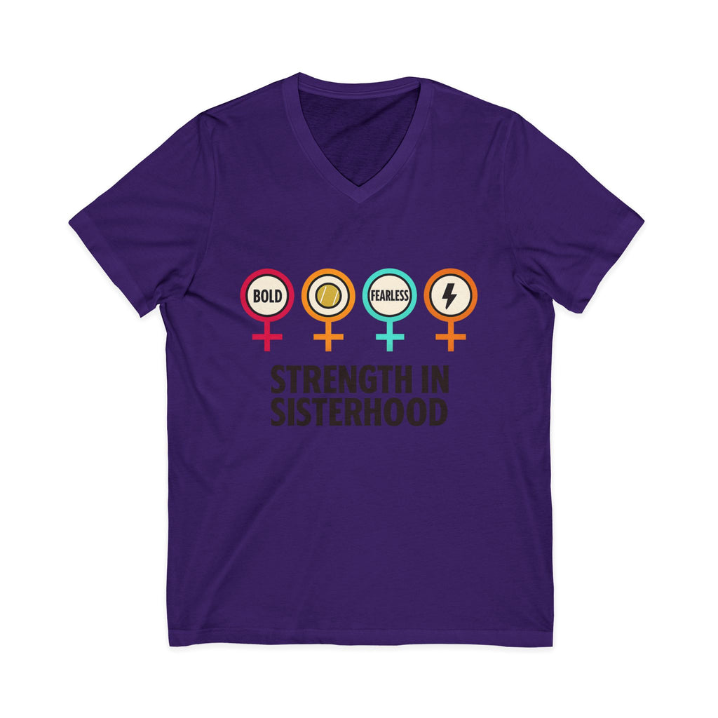 Strength in Sisterhood V-Neck Tee - Bold & Fearless