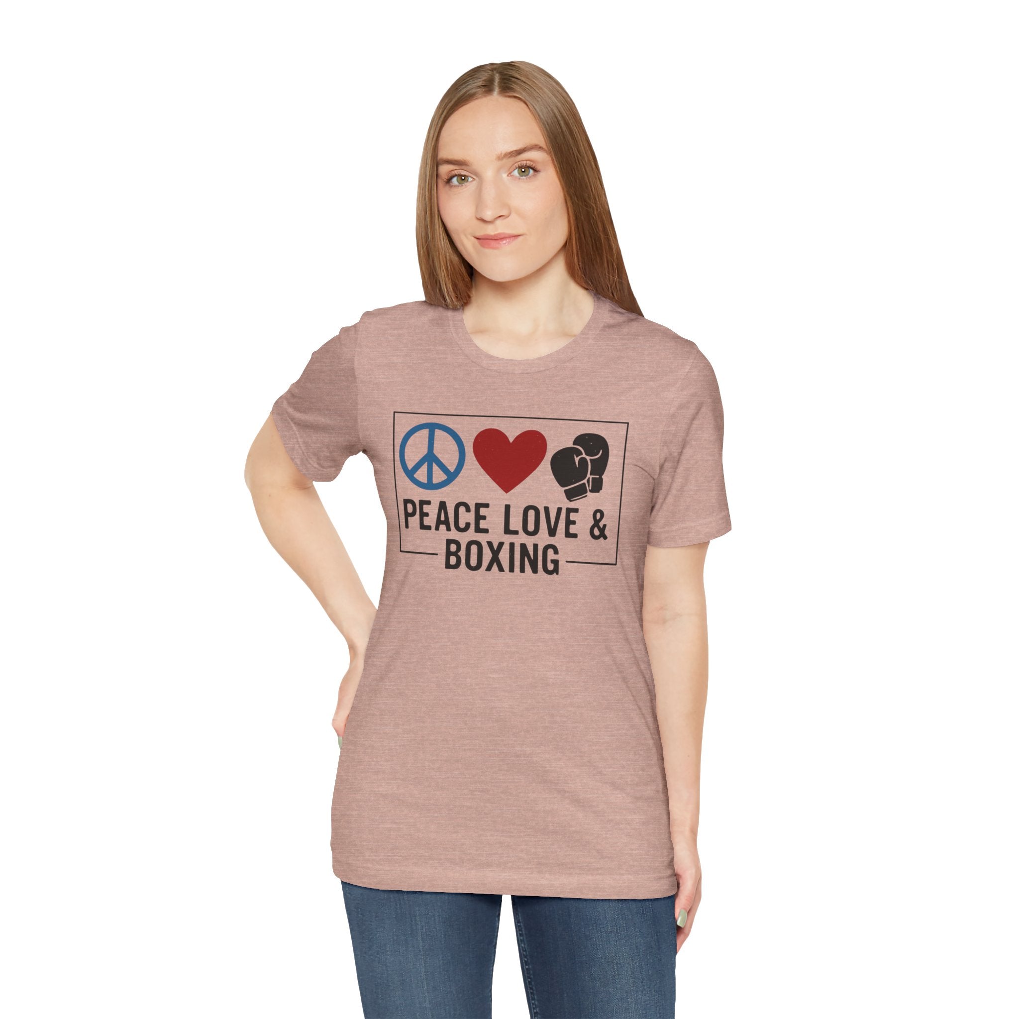 Unisex Jersey Short Sleeve Tee - Peace Love & Boxing T-Shirt