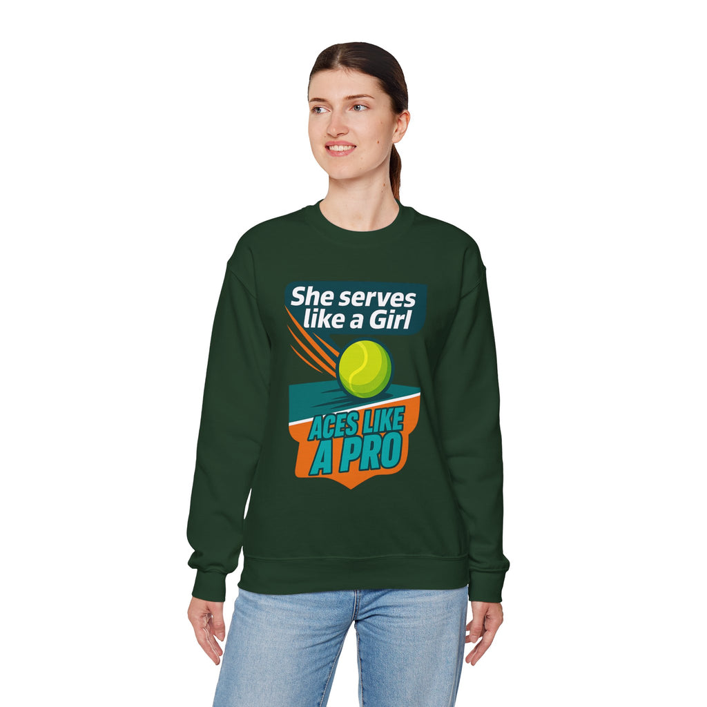 She Serves Like A Girl Sweatshirt, Unisex Crewneck