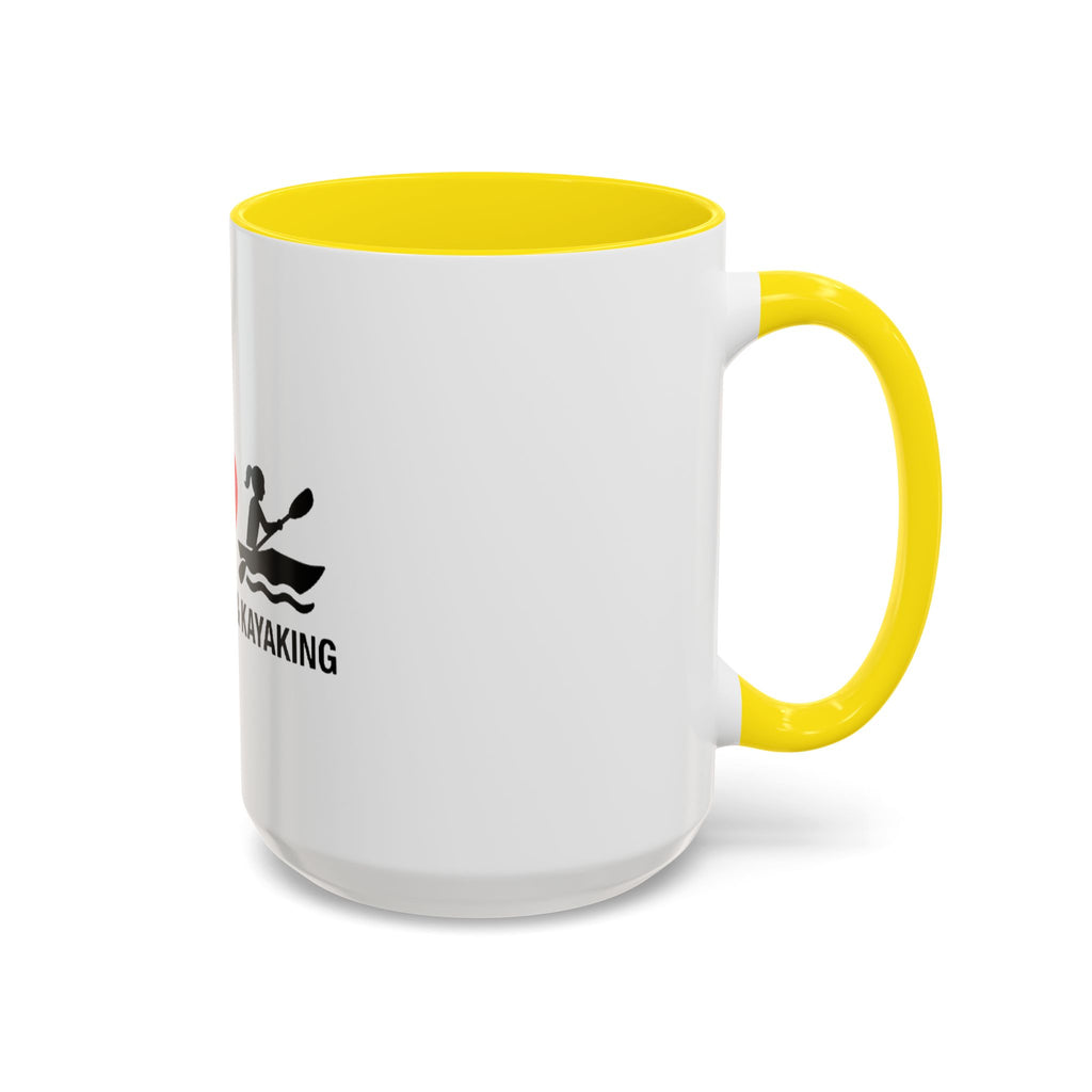 Peace Love & Kayaking Accent Coffee Mug — Kayaker Gift, 11/15oz