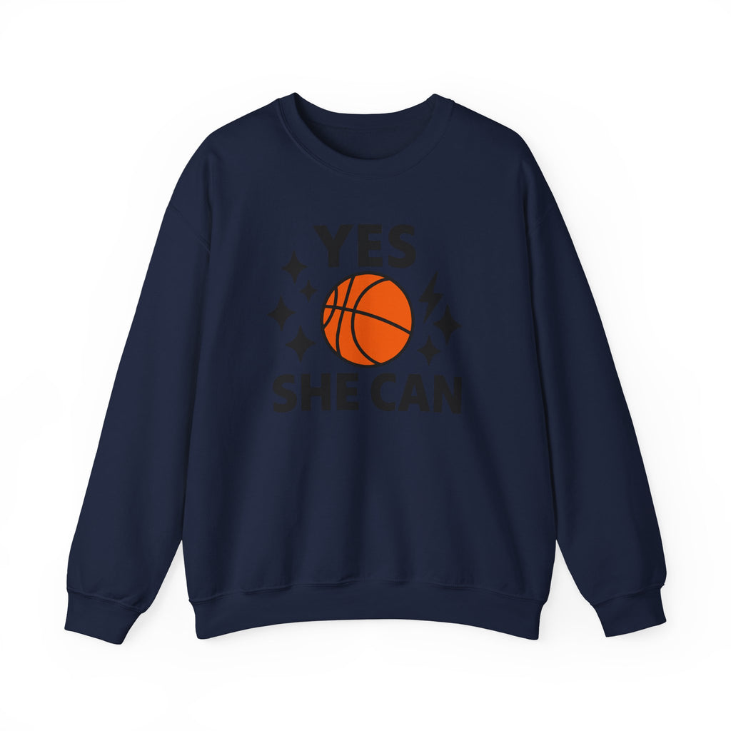 Yes, She Can Basketball Sweatshirt, Unisex Crewneck