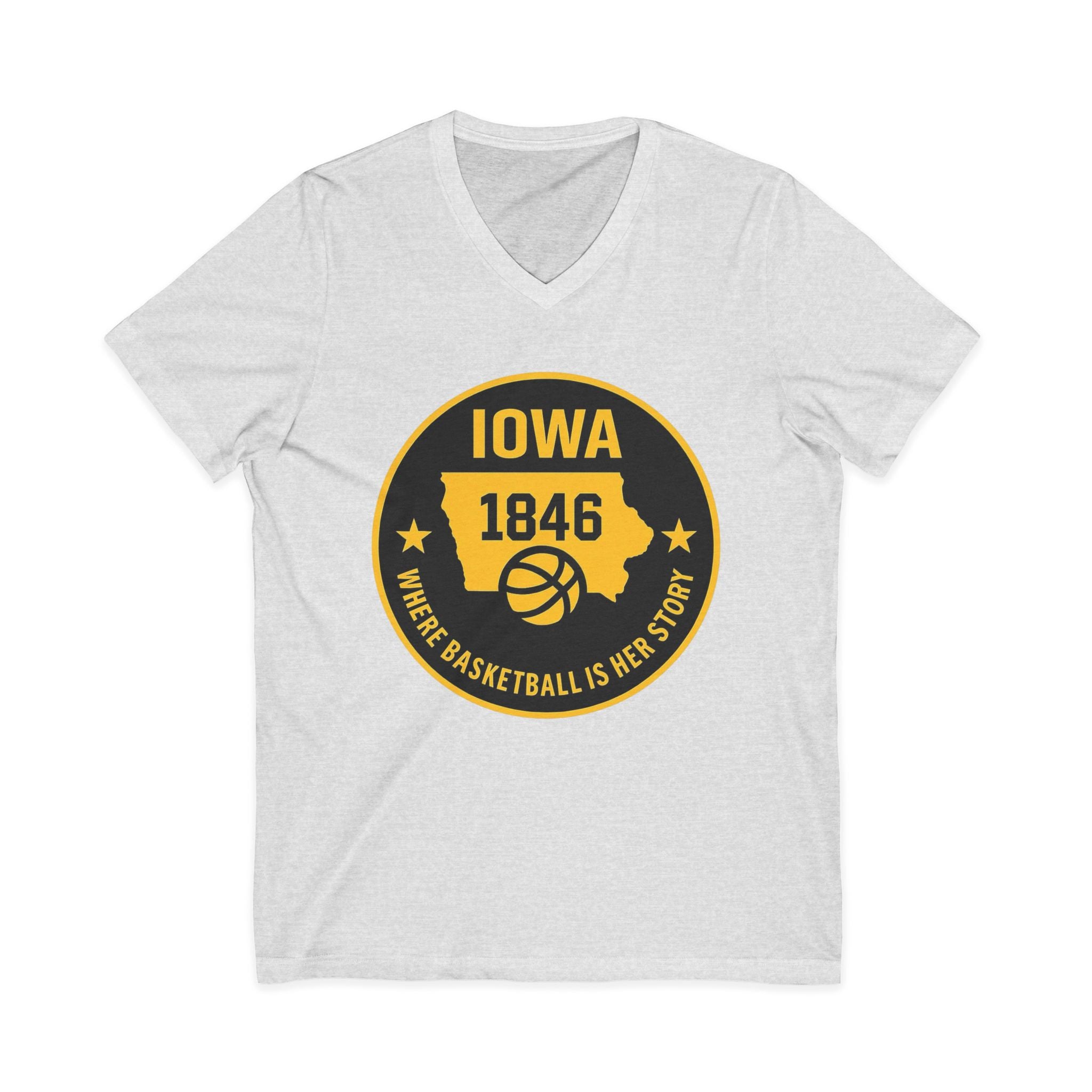 Iowa 1846 Basketball State Emblem V‑Neck Tee