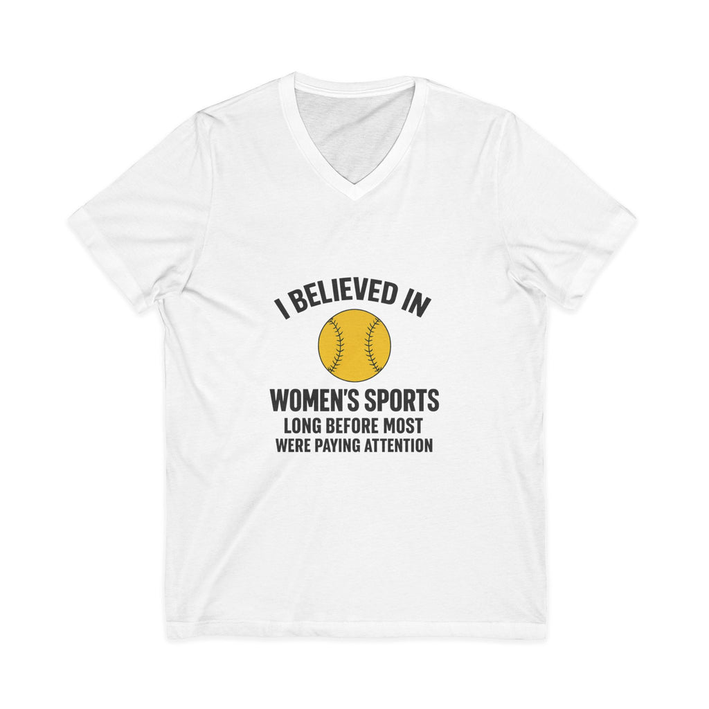 Women’s Sports V-Neck Tee – I Believed in Women’s Sports