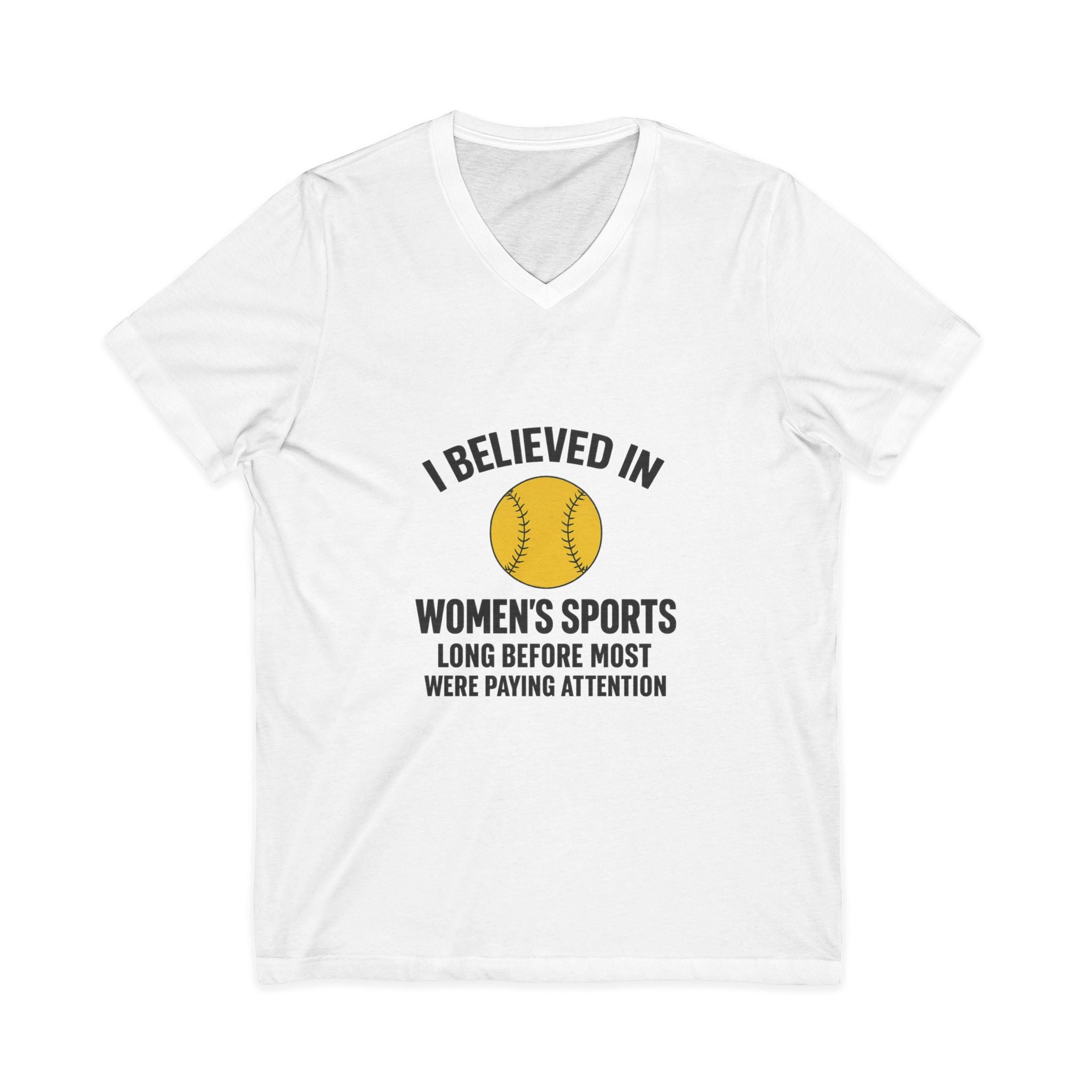 Women’s Sports V-Neck Tee – I Believed in Women’s Sports