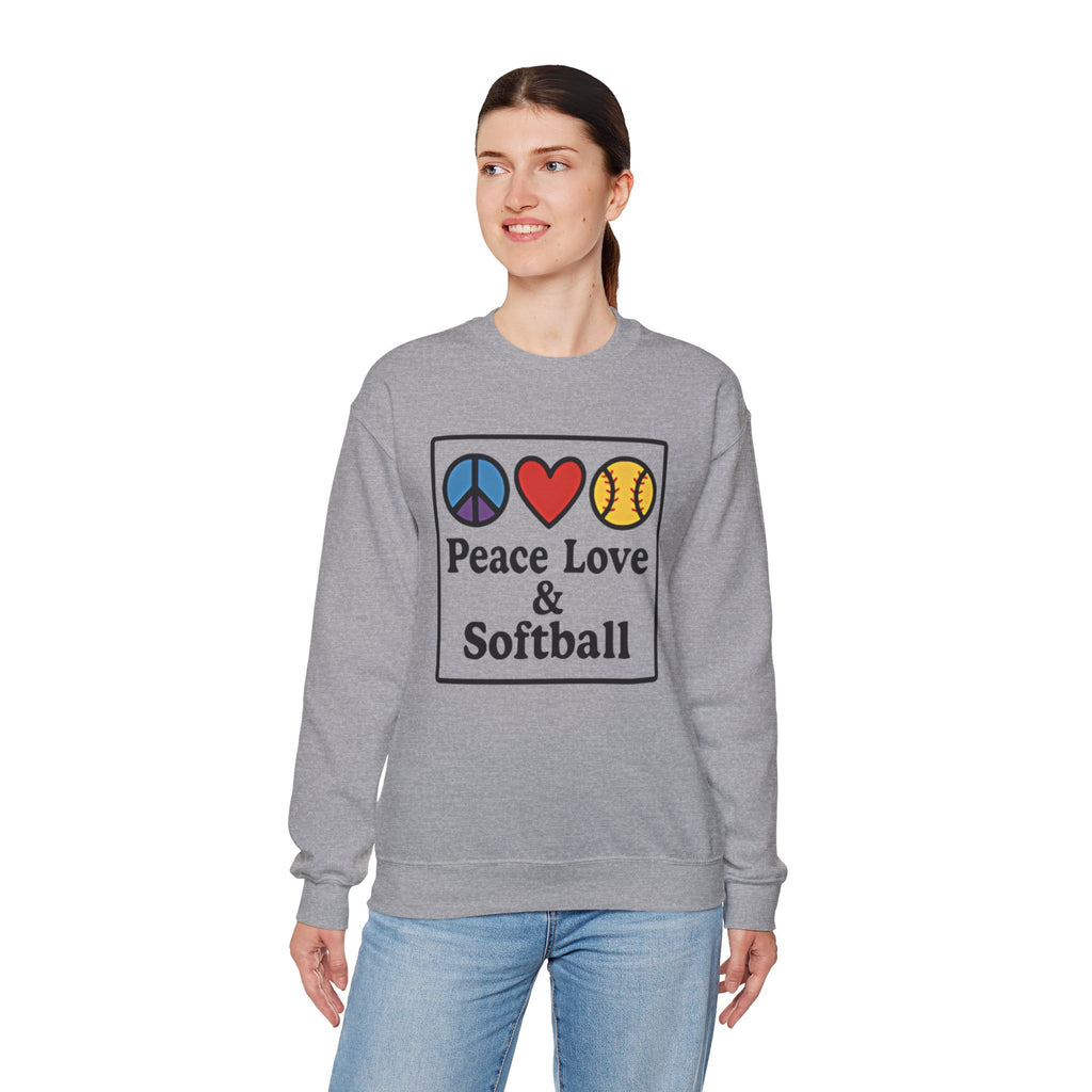 Peace Love & Softball Crewneck Sweatshirt