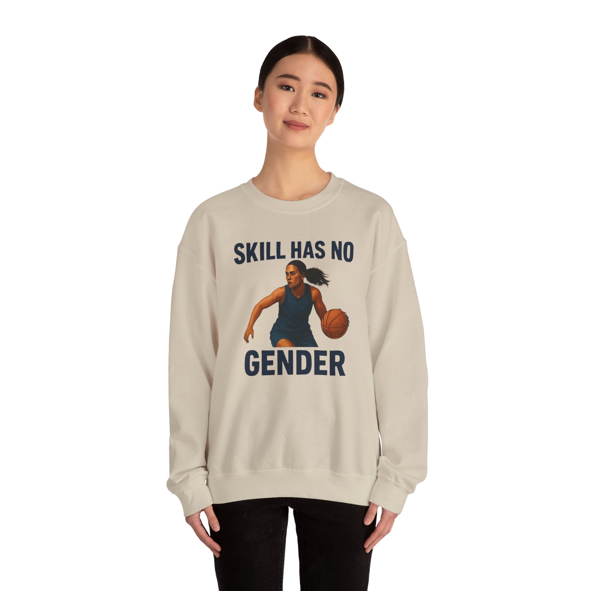 Empowering Sporty Crewneck Sweatshirt - Skill Has No Gender