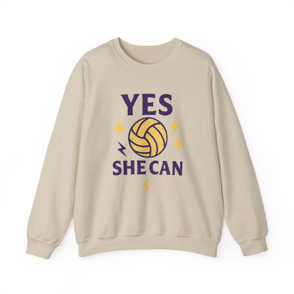 Yes, She Can Volleyball Sweatshirt, Unisex Crewneck