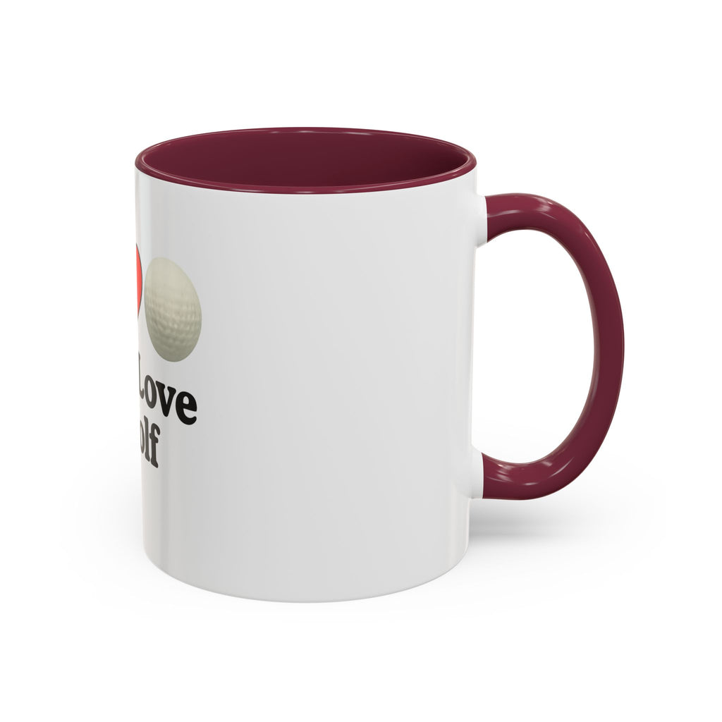Peace, Love & Golf Mug - Colorful Ceramic Coffee Cup for Golf Lovers