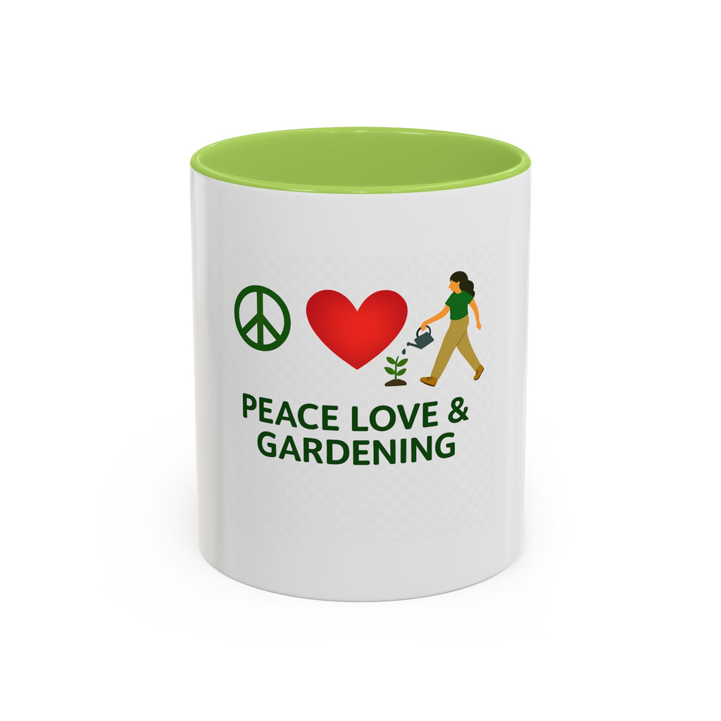 Peace, Love & Gardening Accent Coffee Mug — Gardener Gift (11/15oz)