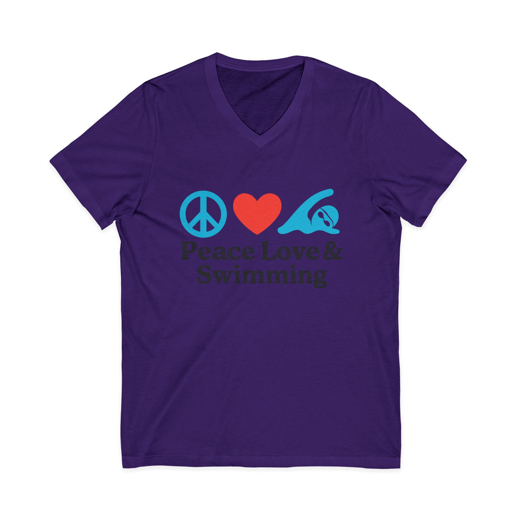 Peace Love & Swimming V-Neck Tee