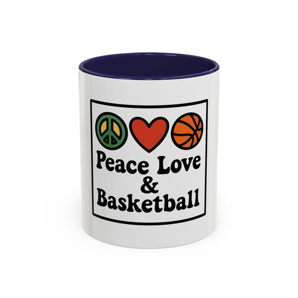Accent Coffee Mug with Peace, Love & Basketball Design