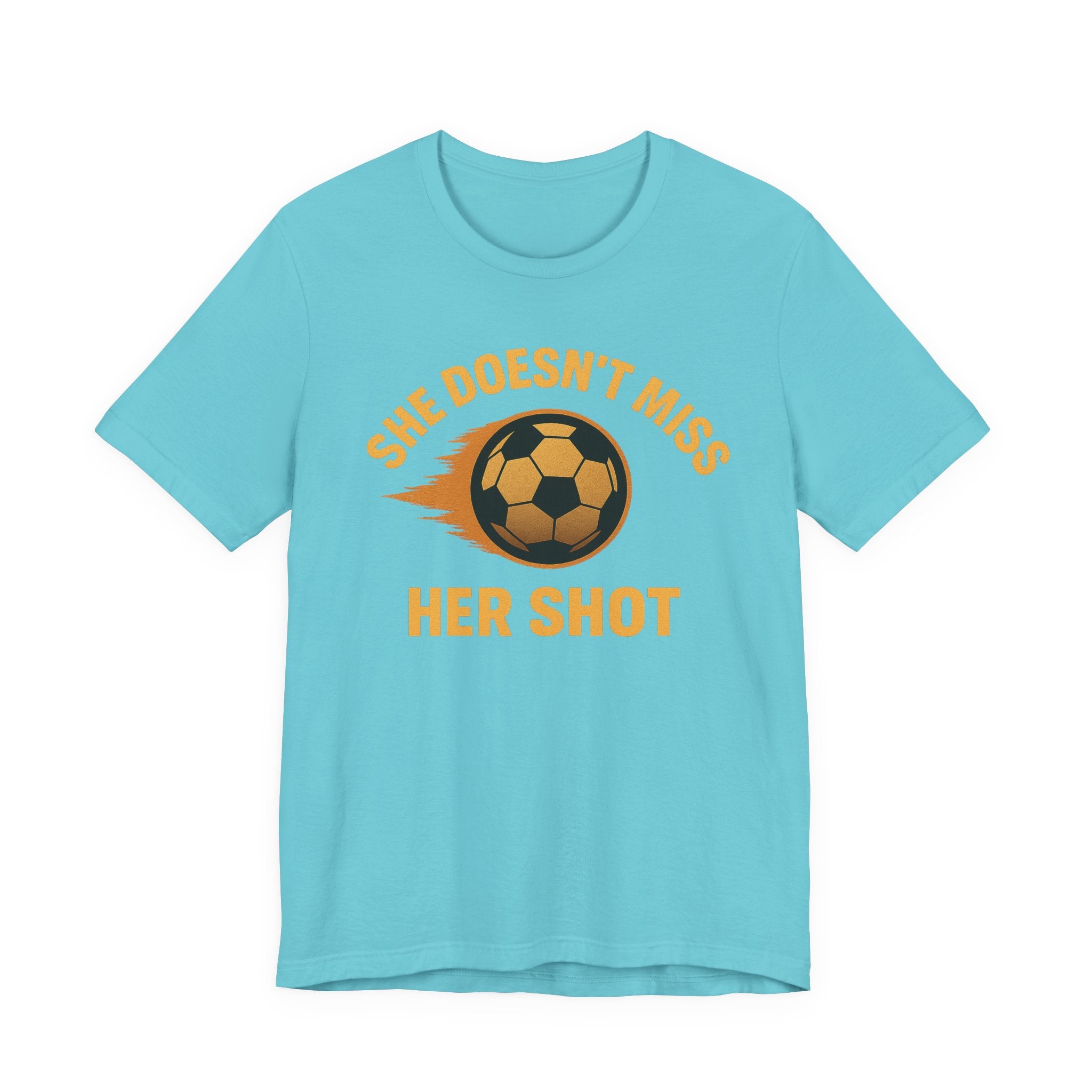 Soccer Motivational Tee - She Doesn't Miss Her Shot