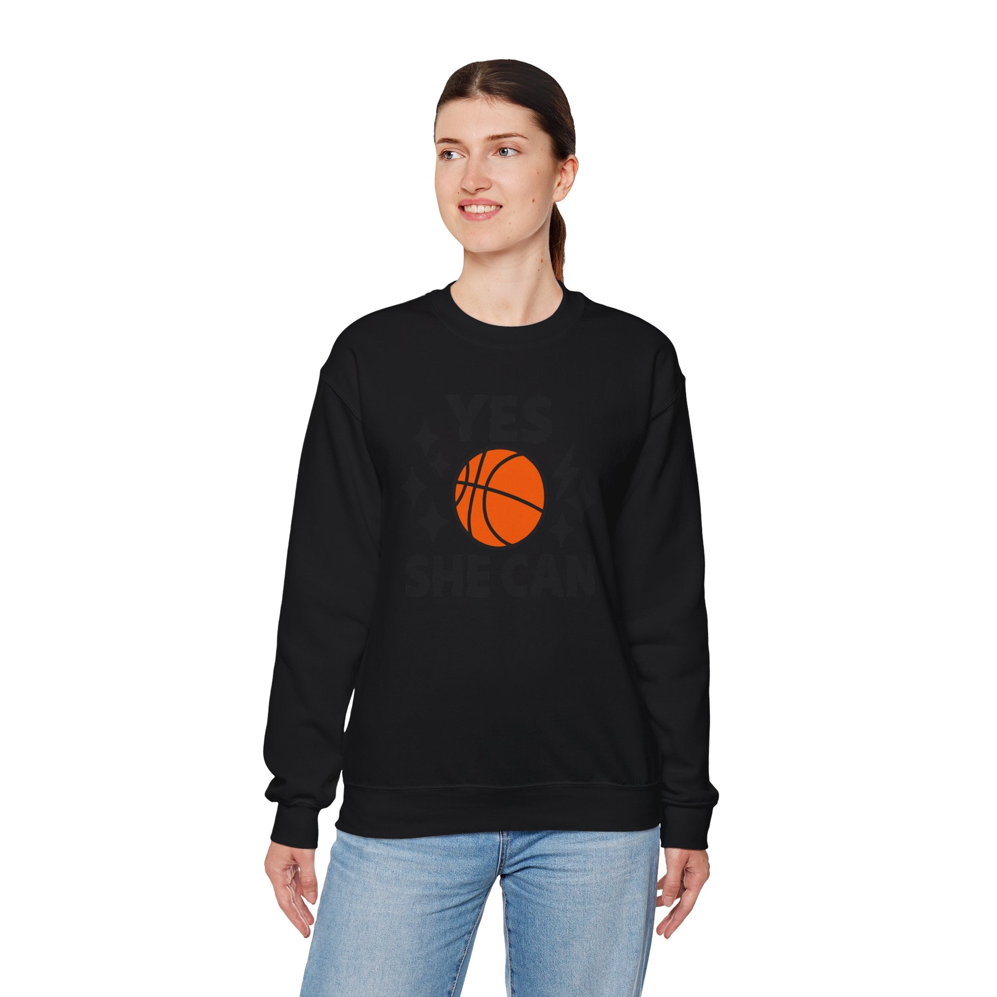 Yes, She Can Basketball Sweatshirt, Unisex Crewneck