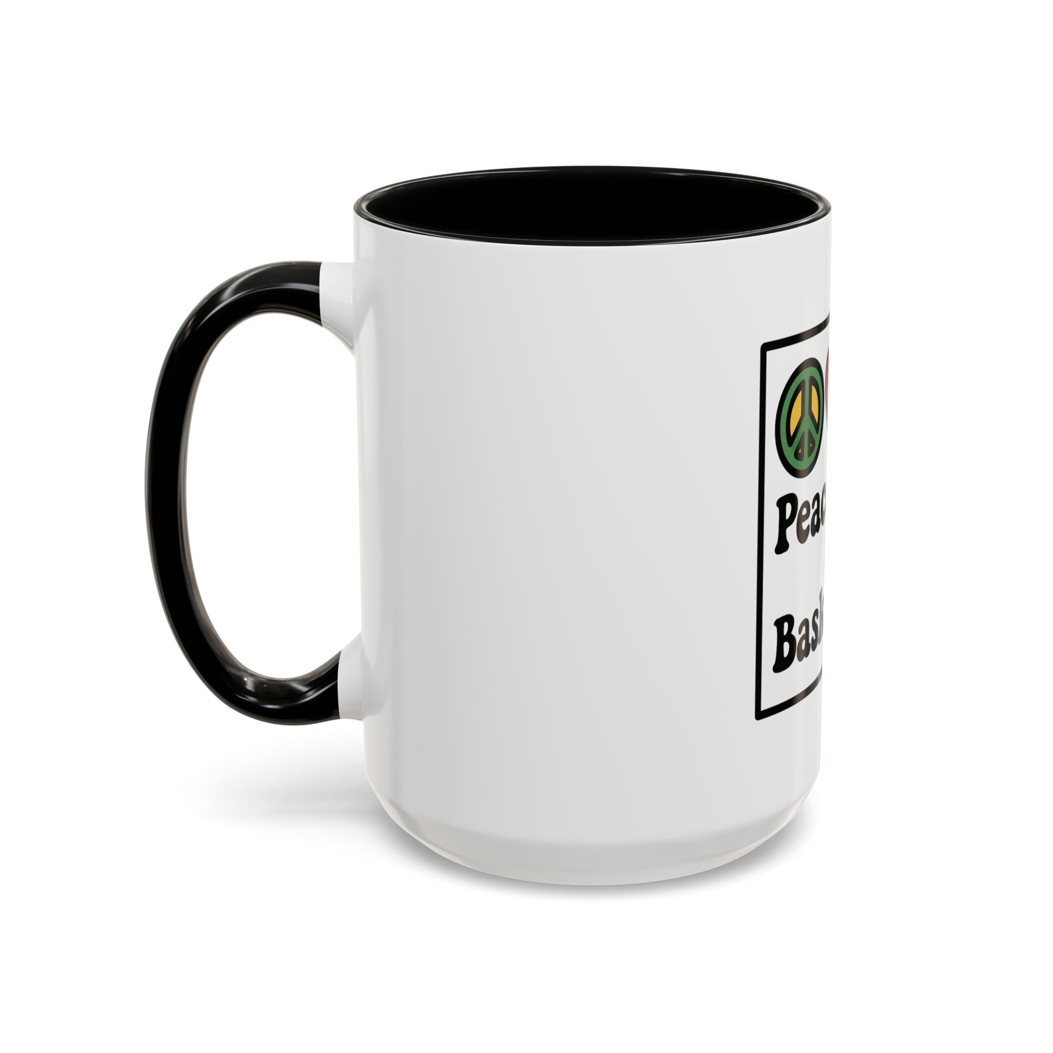 Accent Coffee Mug with Peace, Love & Basketball Design