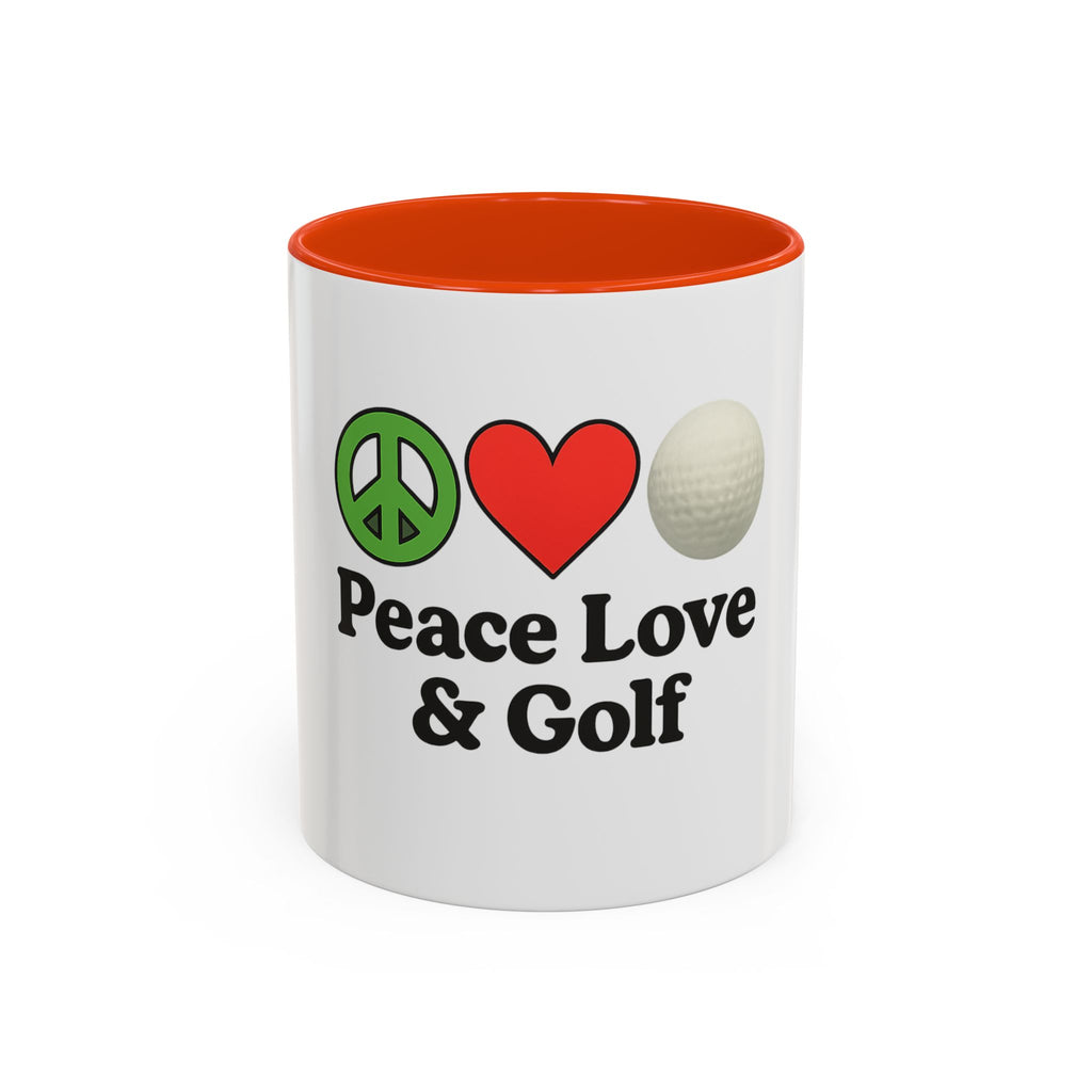 Peace, Love & Golf Mug - Colorful Ceramic Coffee Cup for Golf Lovers