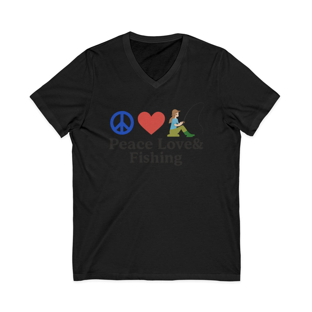 Peace, Love & Fishing V-Neck Tee