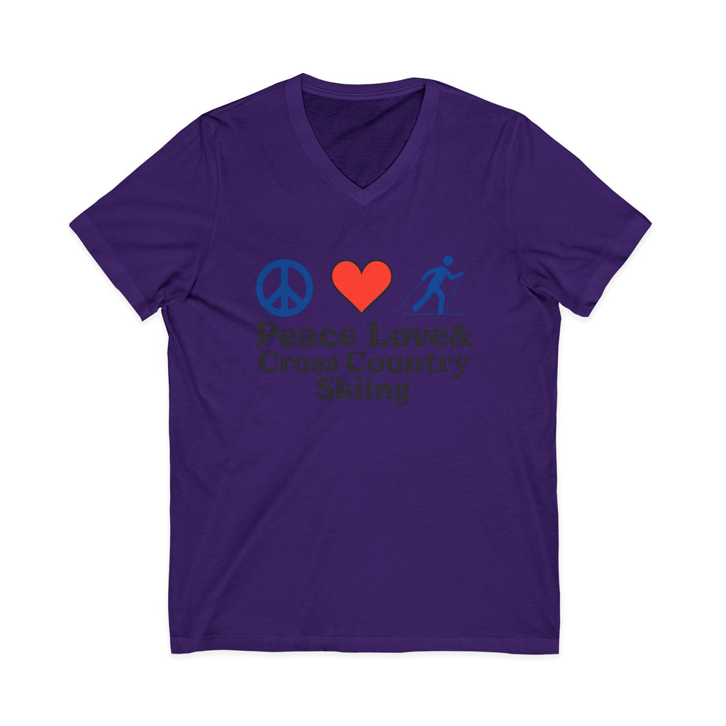 Peace Love & Cross Country Skiing V-Neck Tee