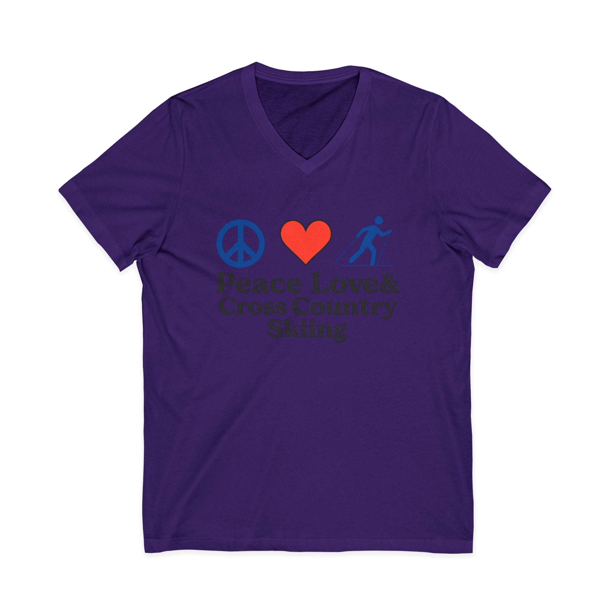 Peace Love & Cross Country Skiing V-Neck Tee