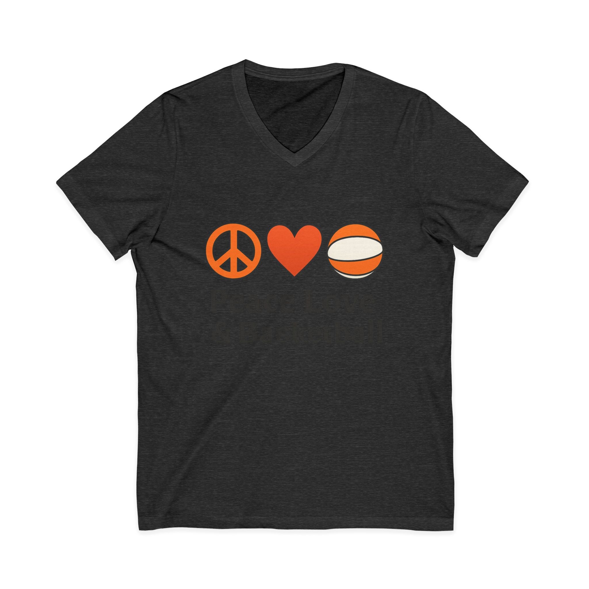Peace Love & Basketball V-Neck Tee — Basketball Fan Graphic Shirt