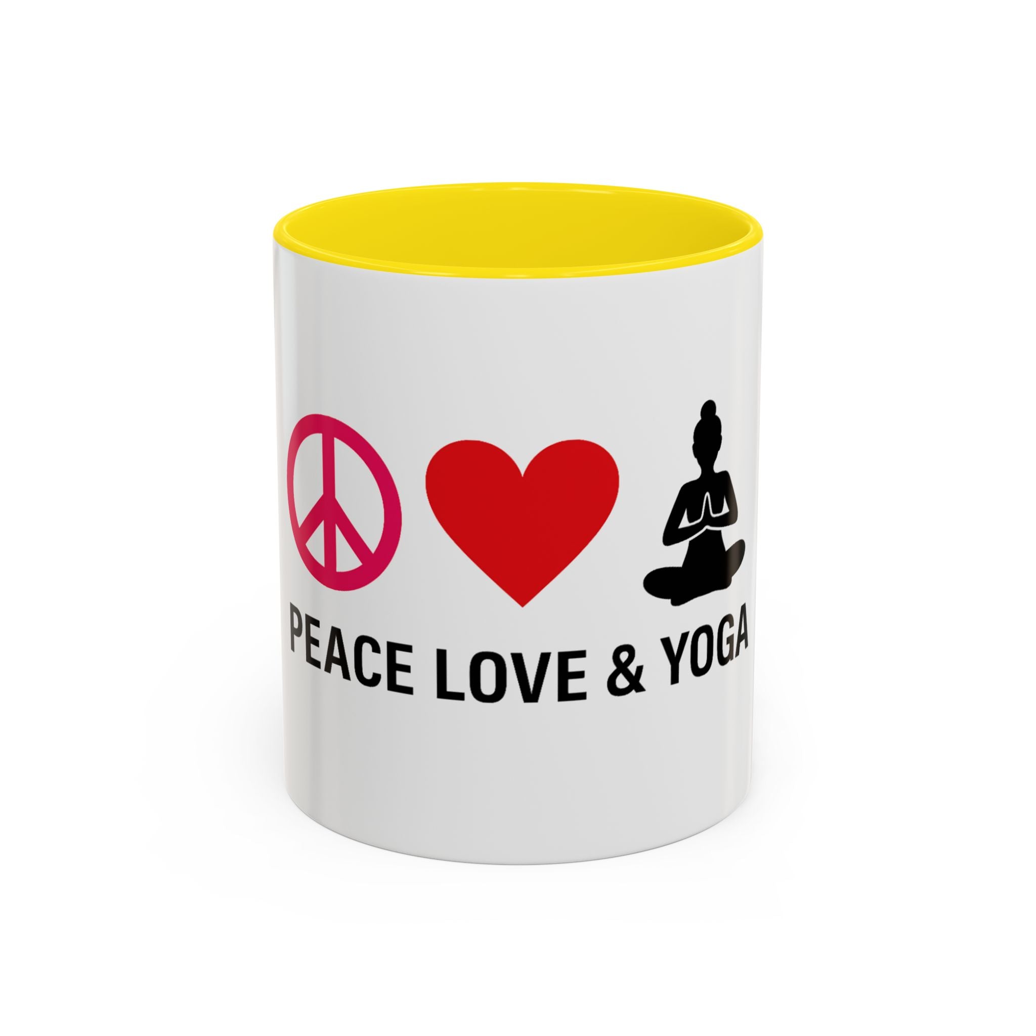 Peace Love & Yoga Accent Coffee Mug