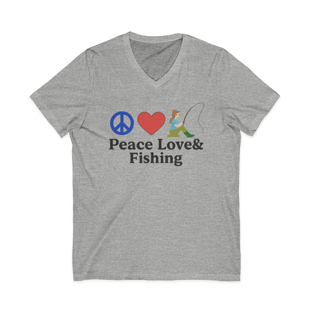 Peace Love & Fishing V-Neck Tee