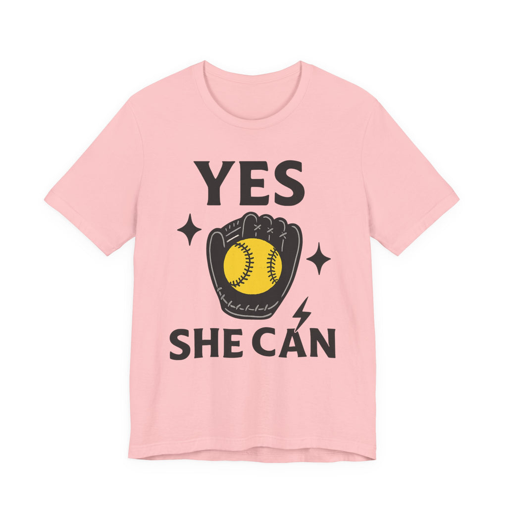 Yes, She Can Softball Unisex Tee