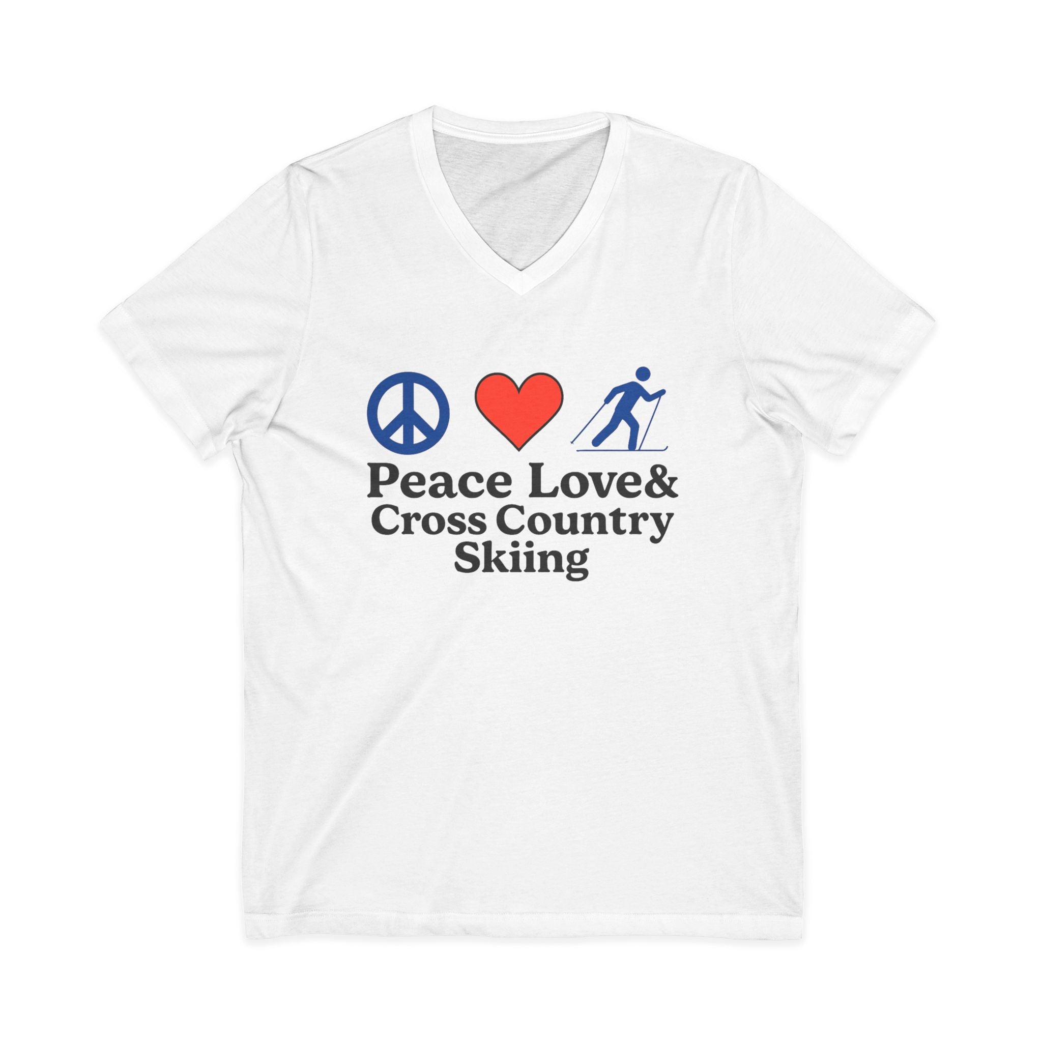 Peace Love & Cross Country Skiing V-Neck Tee