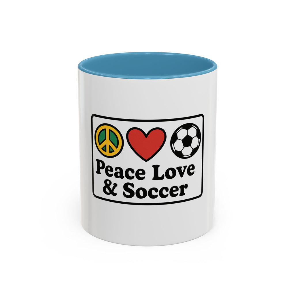 Peace Love & Soccer Coffee Mug - Fun Soccer Gift for Fans