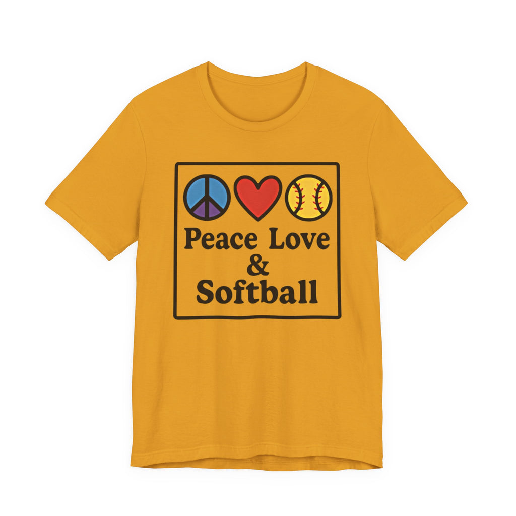 Peace Love & Softball Tee - Unisex Jersey Short Sleeve Shirt