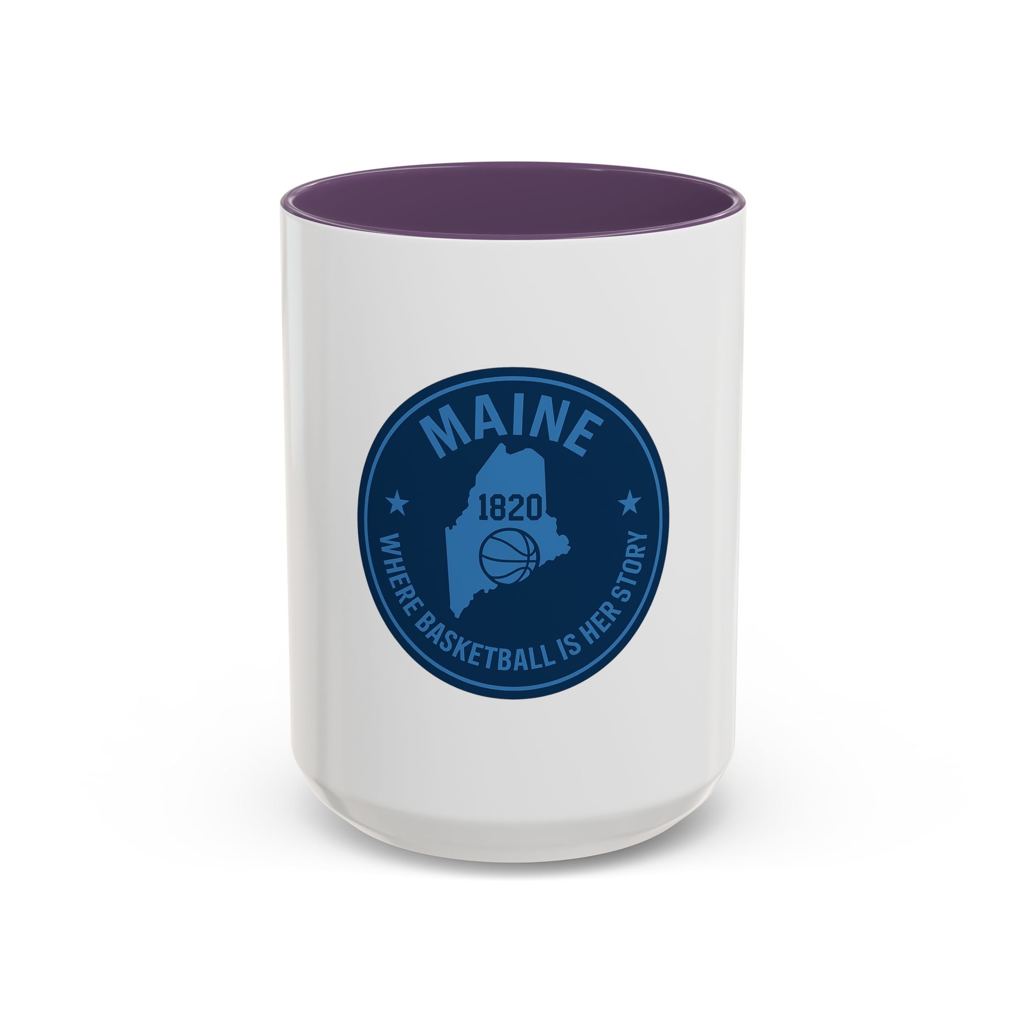 Maine Basketball Mug – 'Where Basketball Is Her Story' Accent Coffee Cup (11/15oz)
