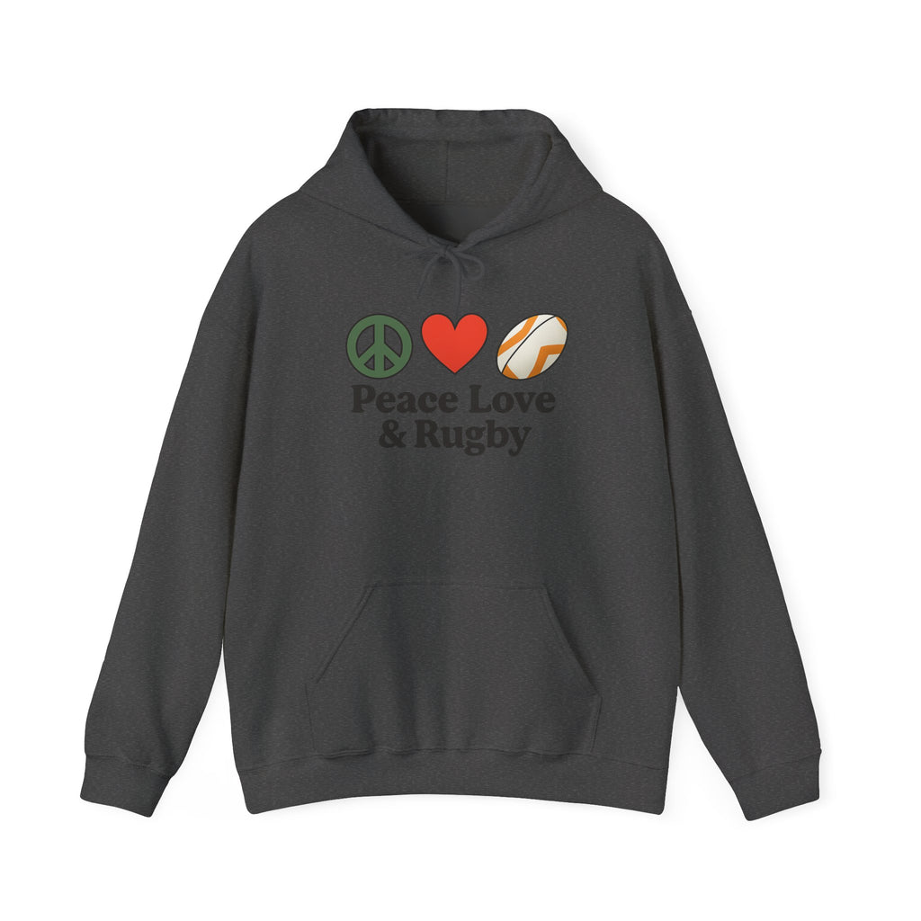 Peace Love & Rugby Hoodie – Rugby Peace Heart Graphic Sweatshirt