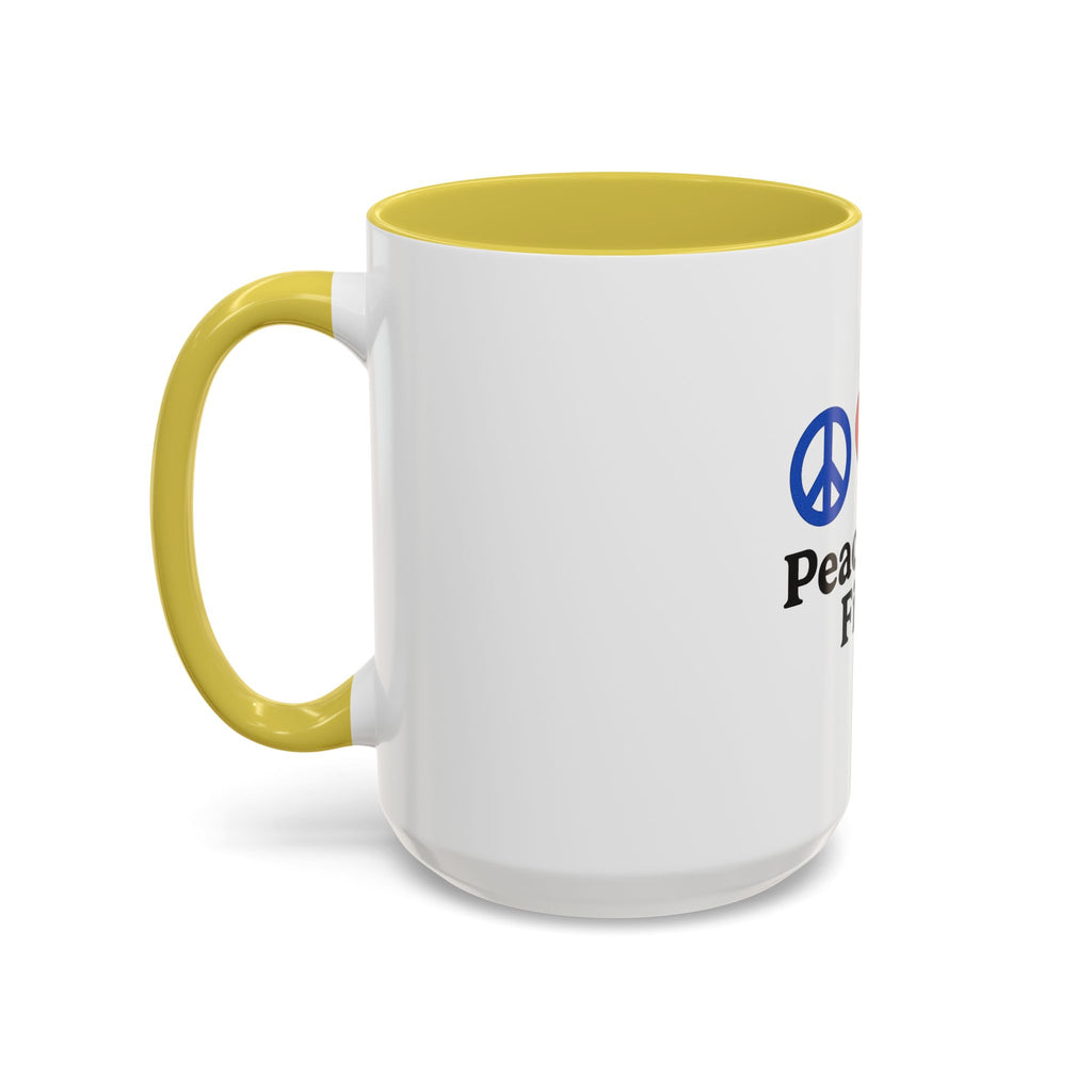 Peace, Love & Fishing Mug - Colorful Ceramic Coffee Cup for Anglers