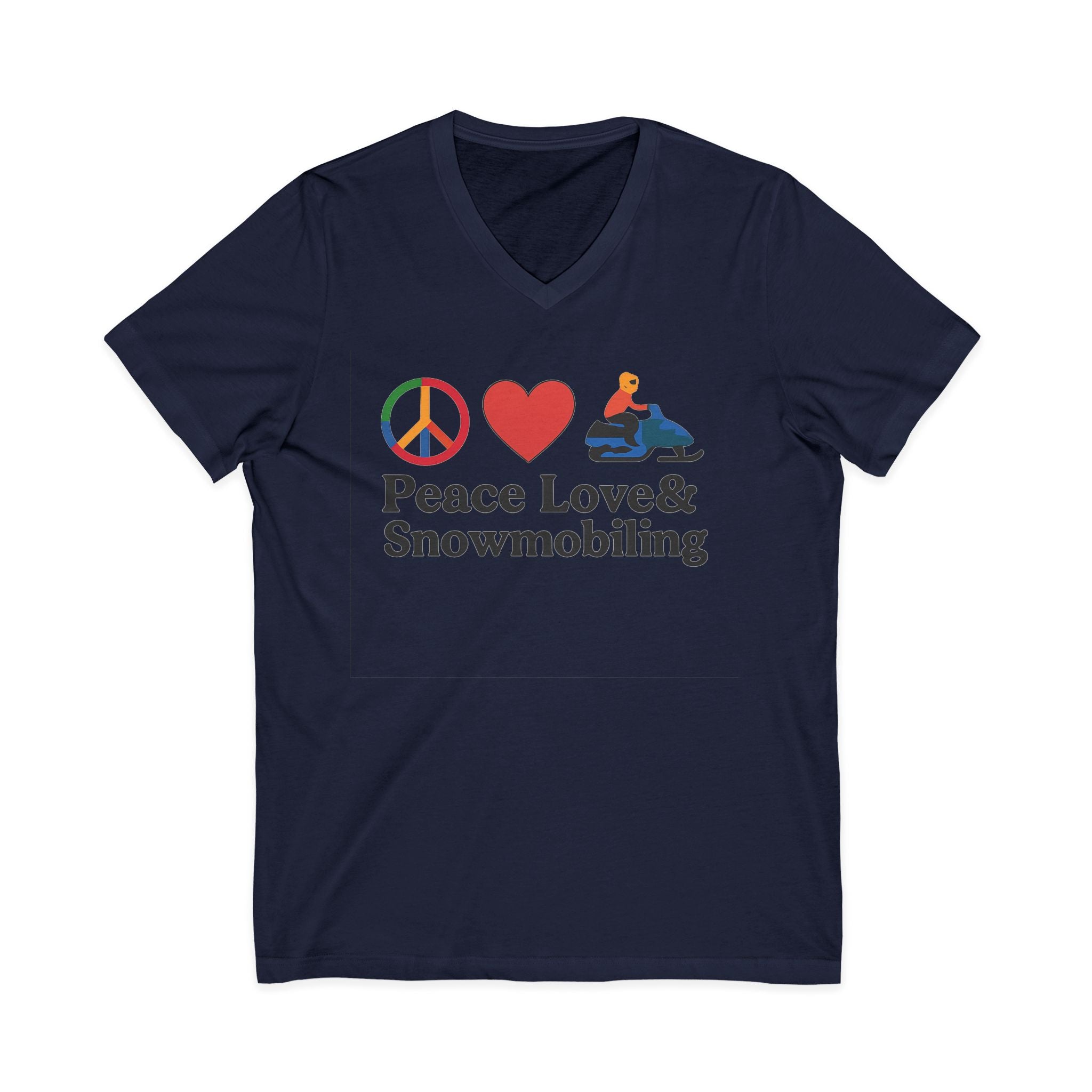 Peace, Love & Snowmobiling V-Neck Tee