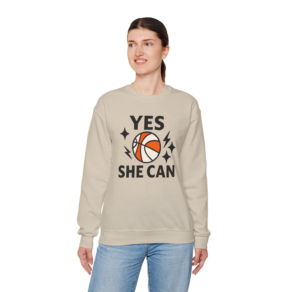 Yes, She Can Basketball Sweatshirt, Unisex Crewneck