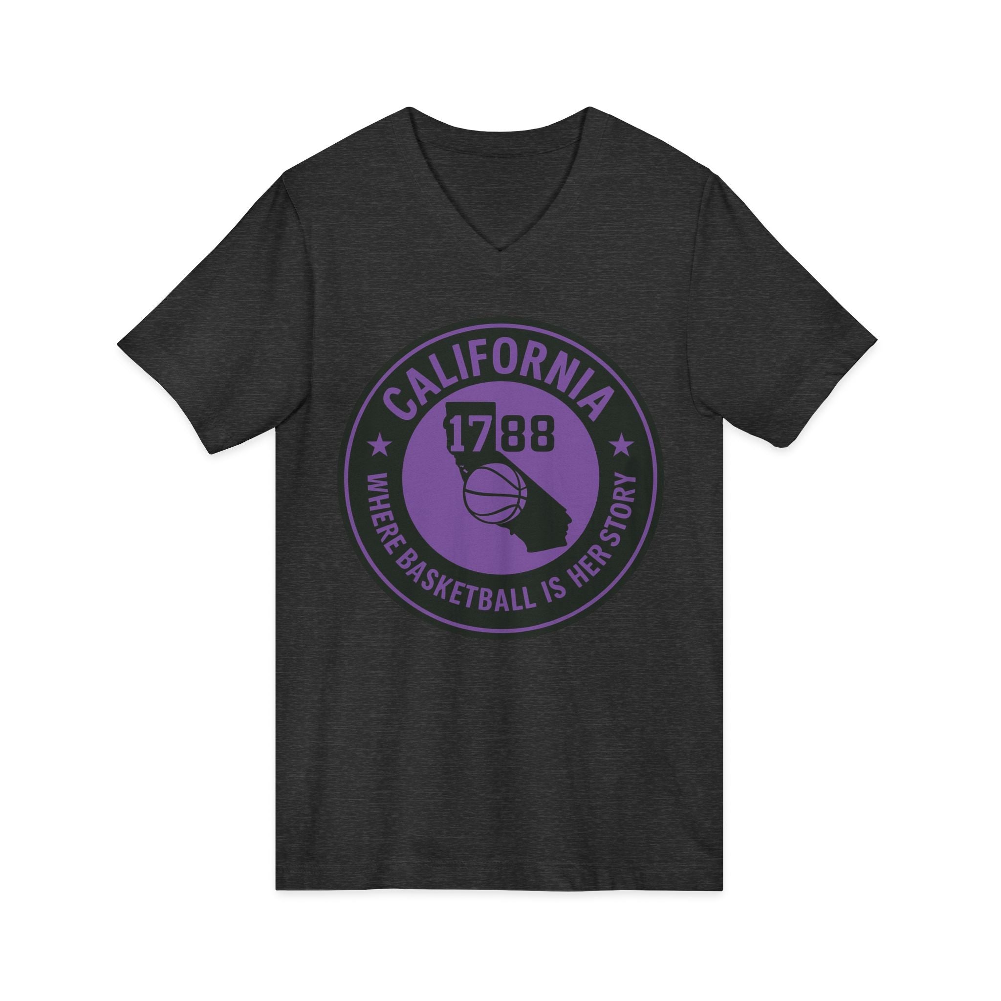 California Basketball Herstory V-Neck Tee