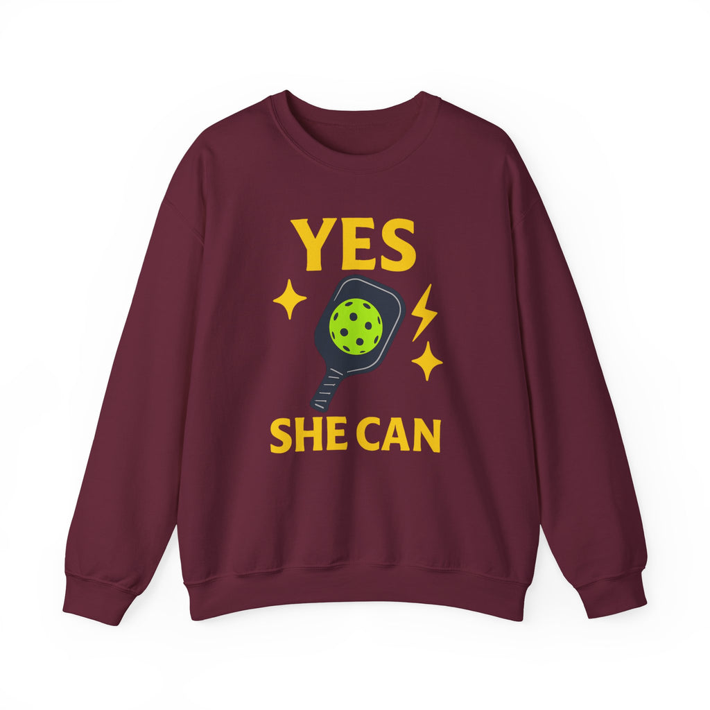 Yes, She Can Pickleball Sweatshirt, Unisex Crewneck