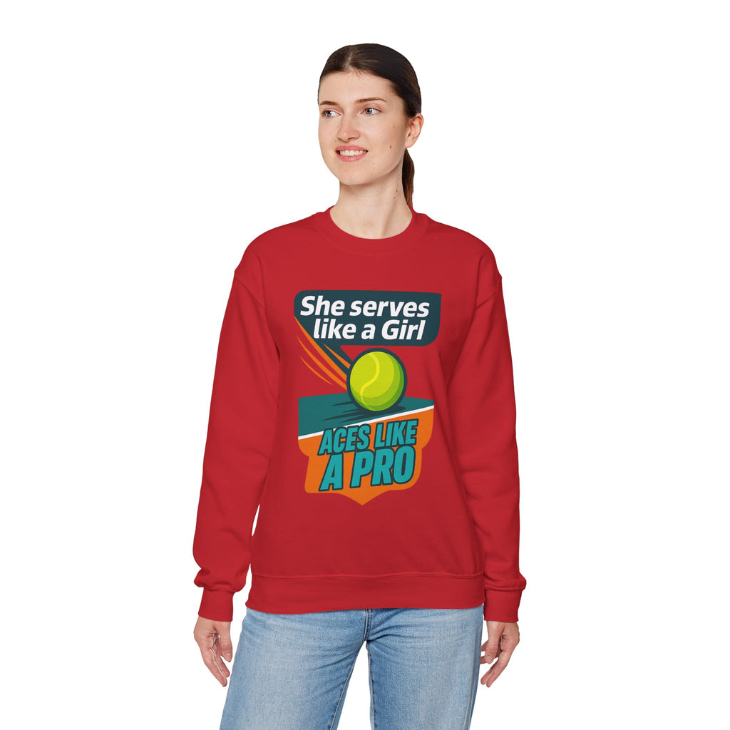 She Serves Like A Girl Sweatshirt, Unisex Crewneck