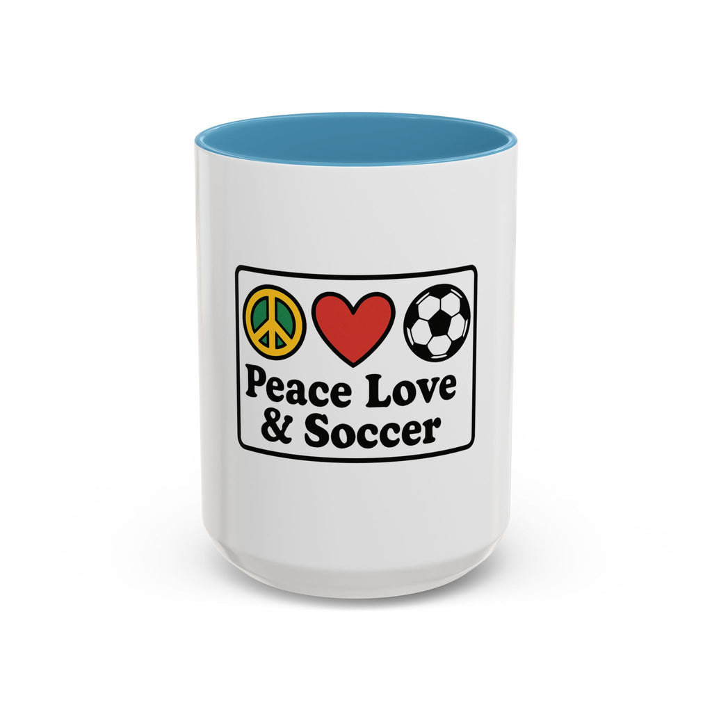 Peace Love & Soccer Coffee Mug - Fun Soccer Gift for Fans